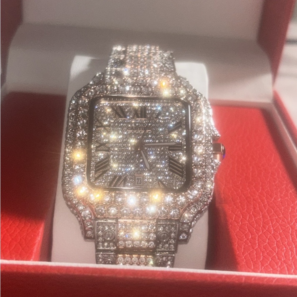 Cartier Silver Luxury Watch with Crystal Embellishments